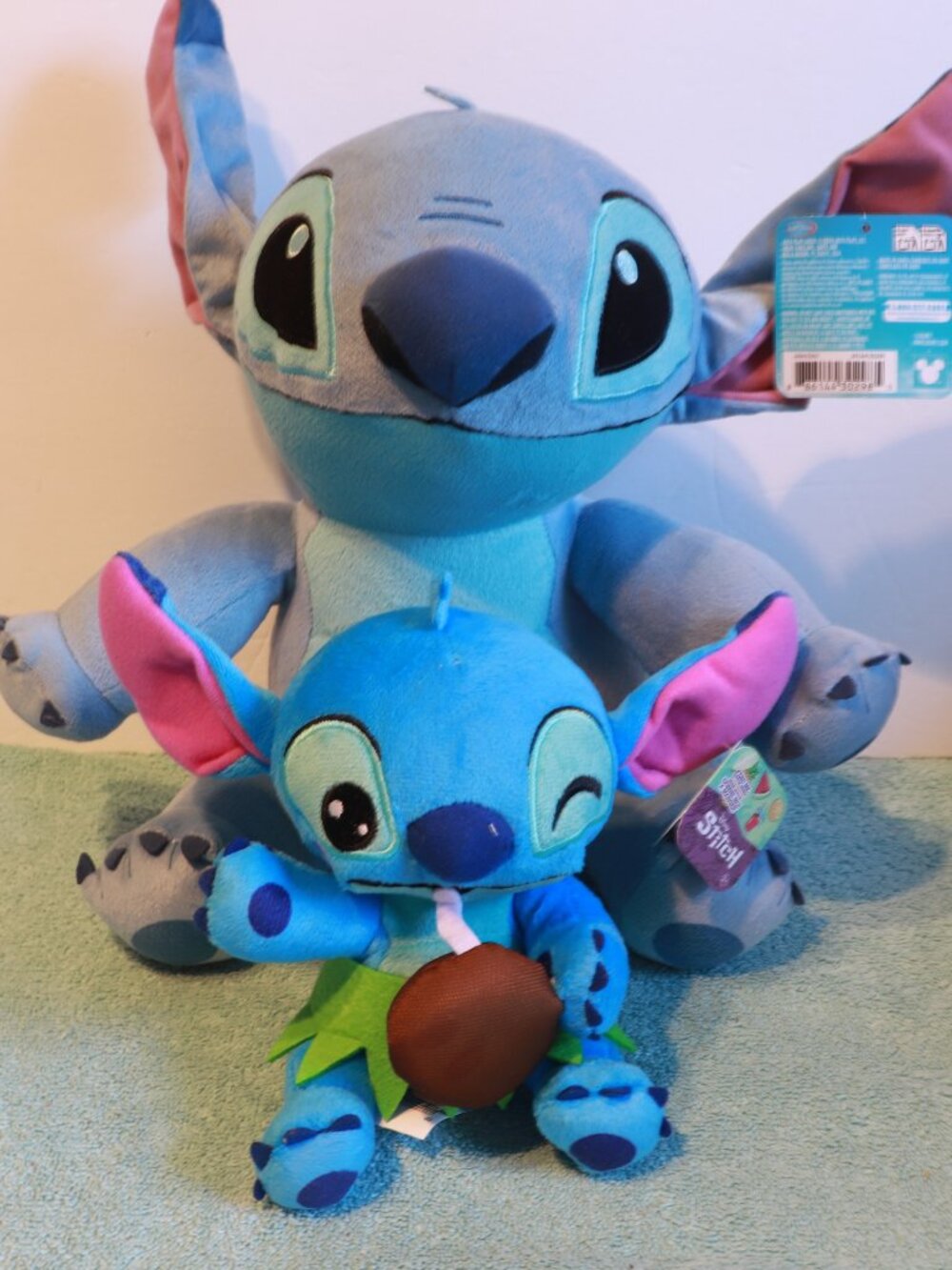 NWT 2 Stitch Plush JUST PLAY DISNEY LILO AND STITCH 7" "Feed Me" and 12"